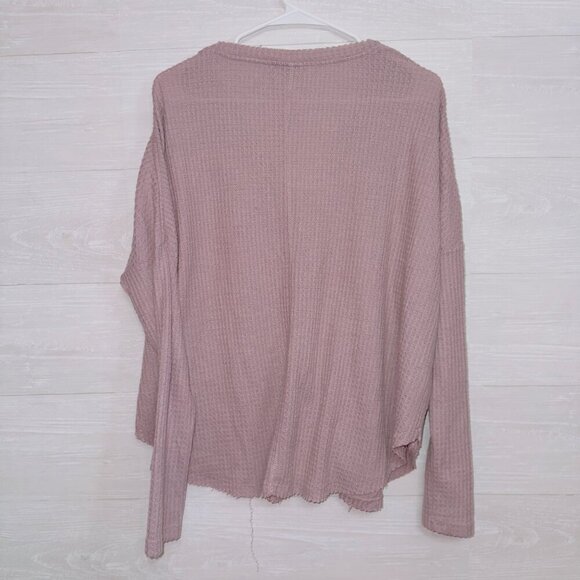 Out From Under Urban Outfitters Mauve Pink Waffle Knit Button Front Sweater - Picture 7 of 7